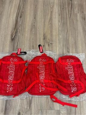 Supreme Red Vertical Logo Backpack